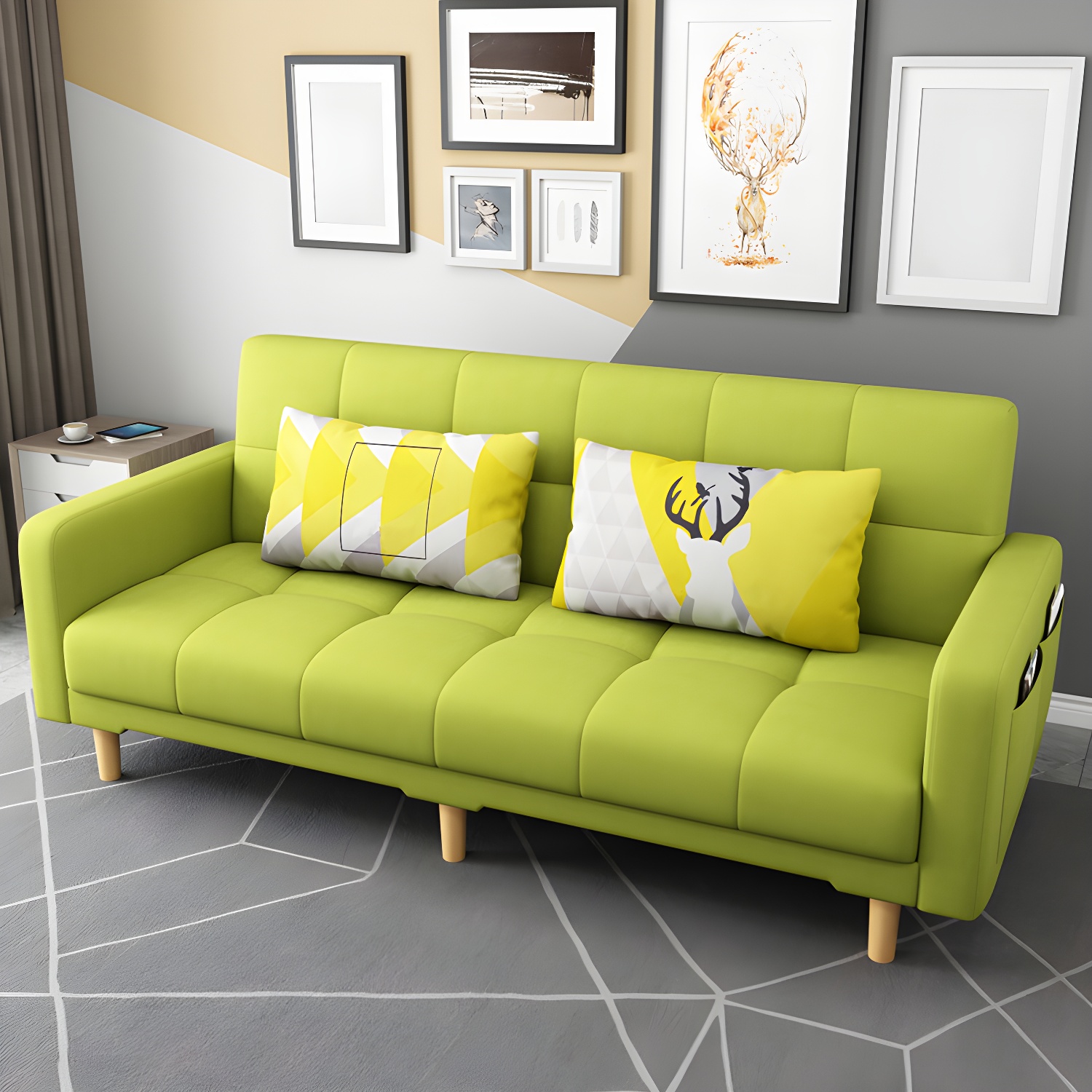 Square Arm Modern Storage Sofa with Biscuit Back Convertible Sofa for Living Room - image 5