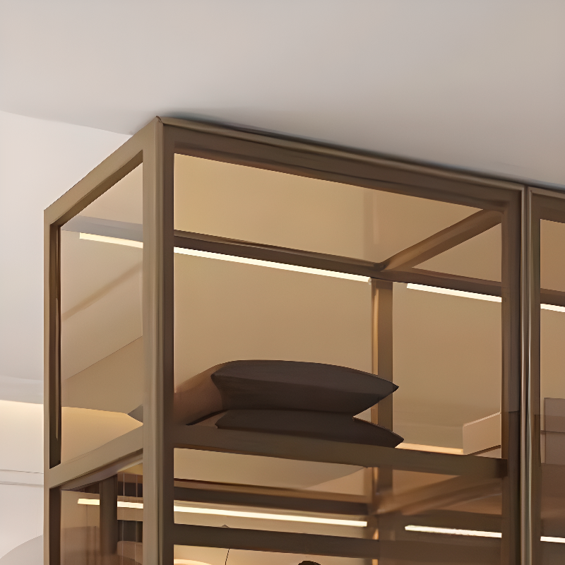 Art Deco Vitreous Wardrobe Armoire with Soft Close Door, Interior Shelves, Clothing Rod, and Hinged Mechanism - image 8