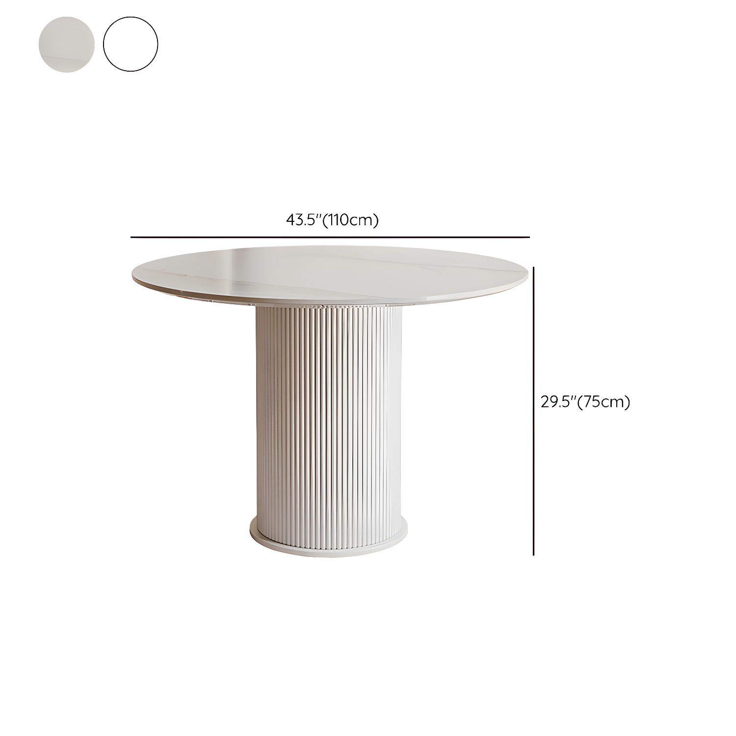 Round White Stone Modern Dining Table with White Steel Pedestal Base Standard Height - image 13