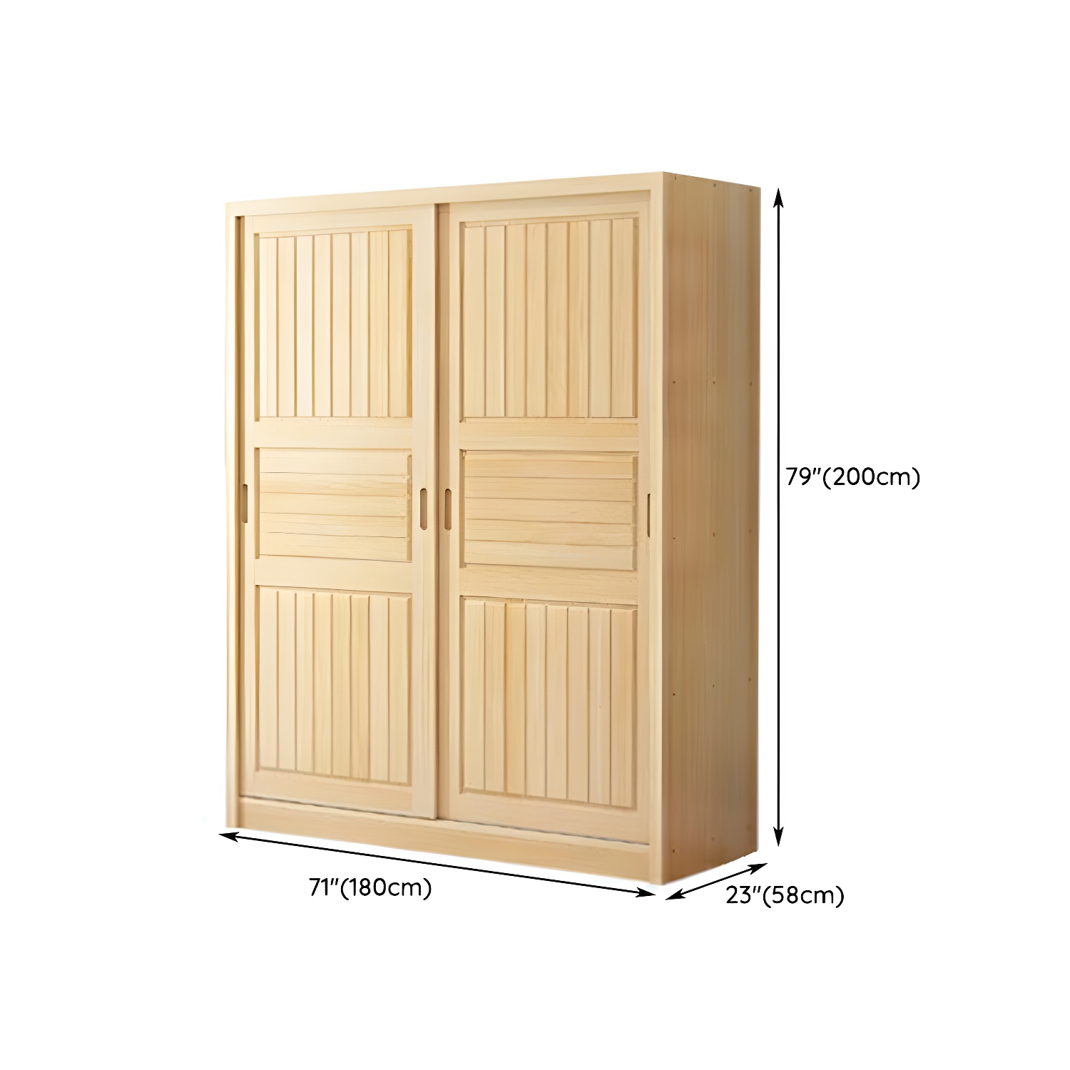 Contemporary Solid Wood Sliding Door Wardrobe Cabinet with Shelves - image 15