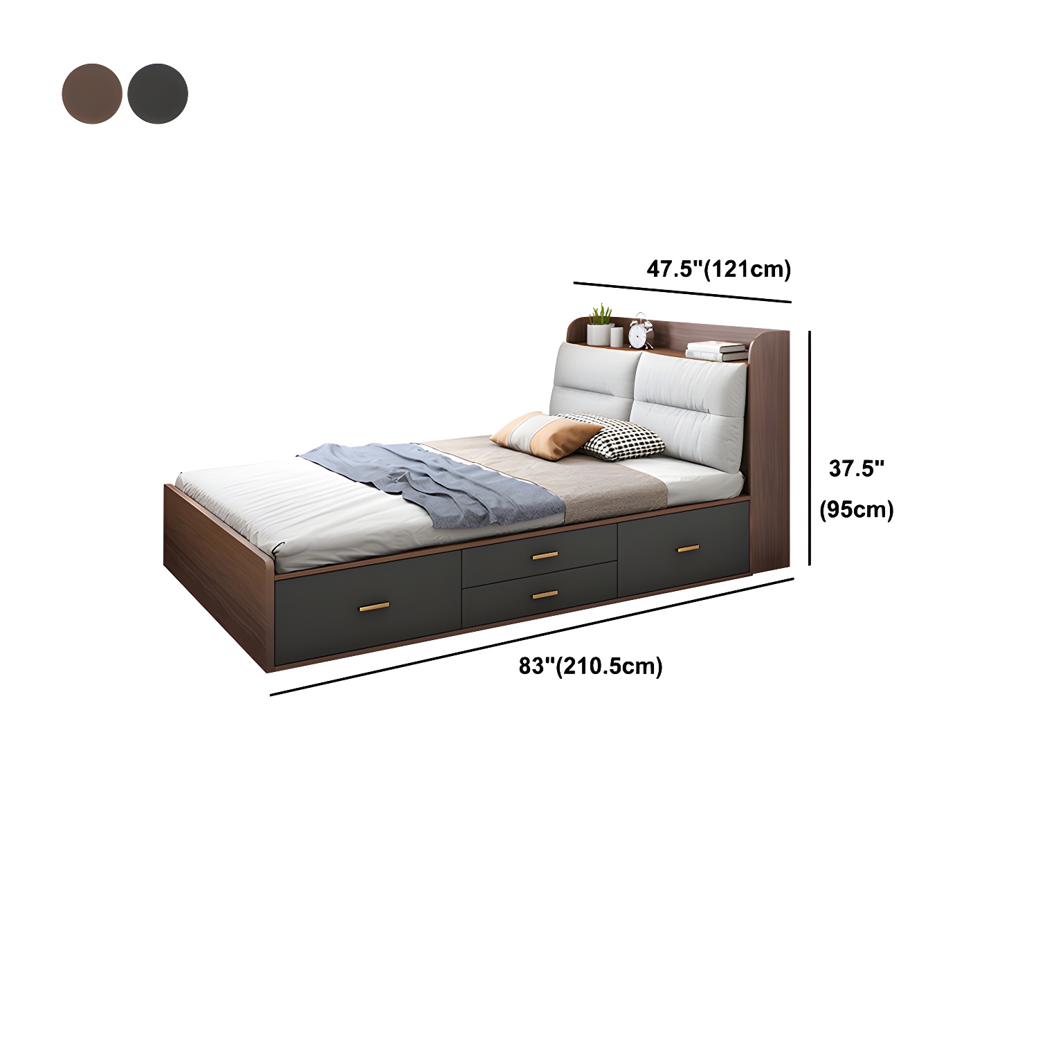 Scandinavian Low Profile Bed with Headboard Upholstered Bed with Drawers - image 18