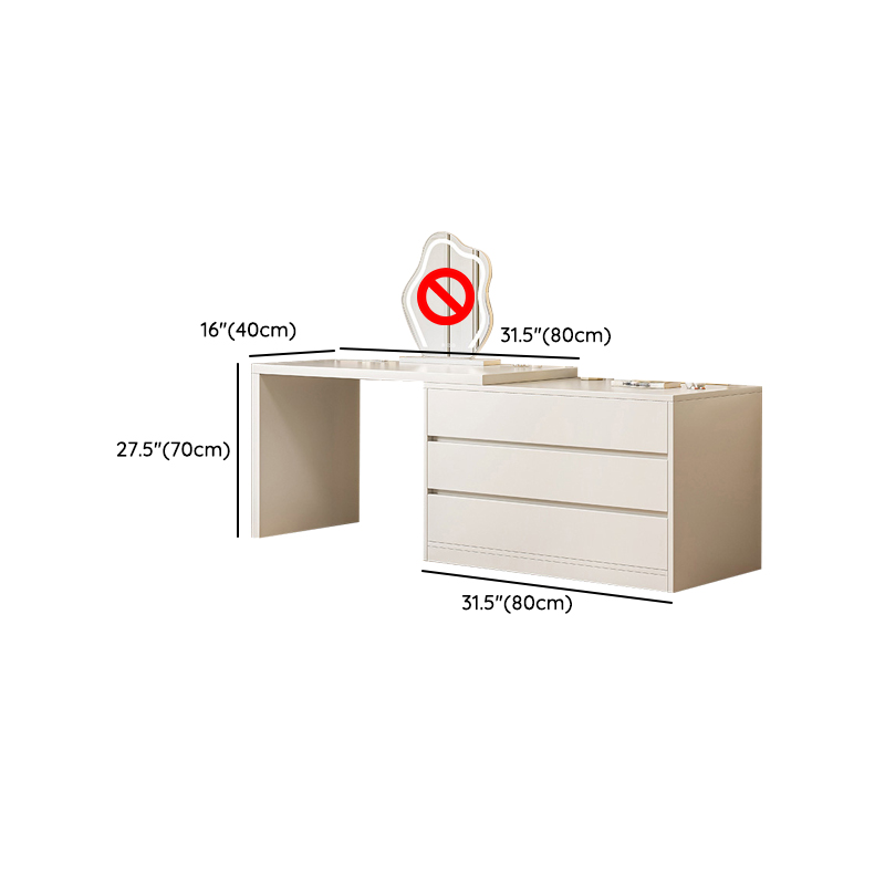 Chalk Modish Wood Makeup Vanity with Standard Length and Non-Upholstered Chair(s) - image 16