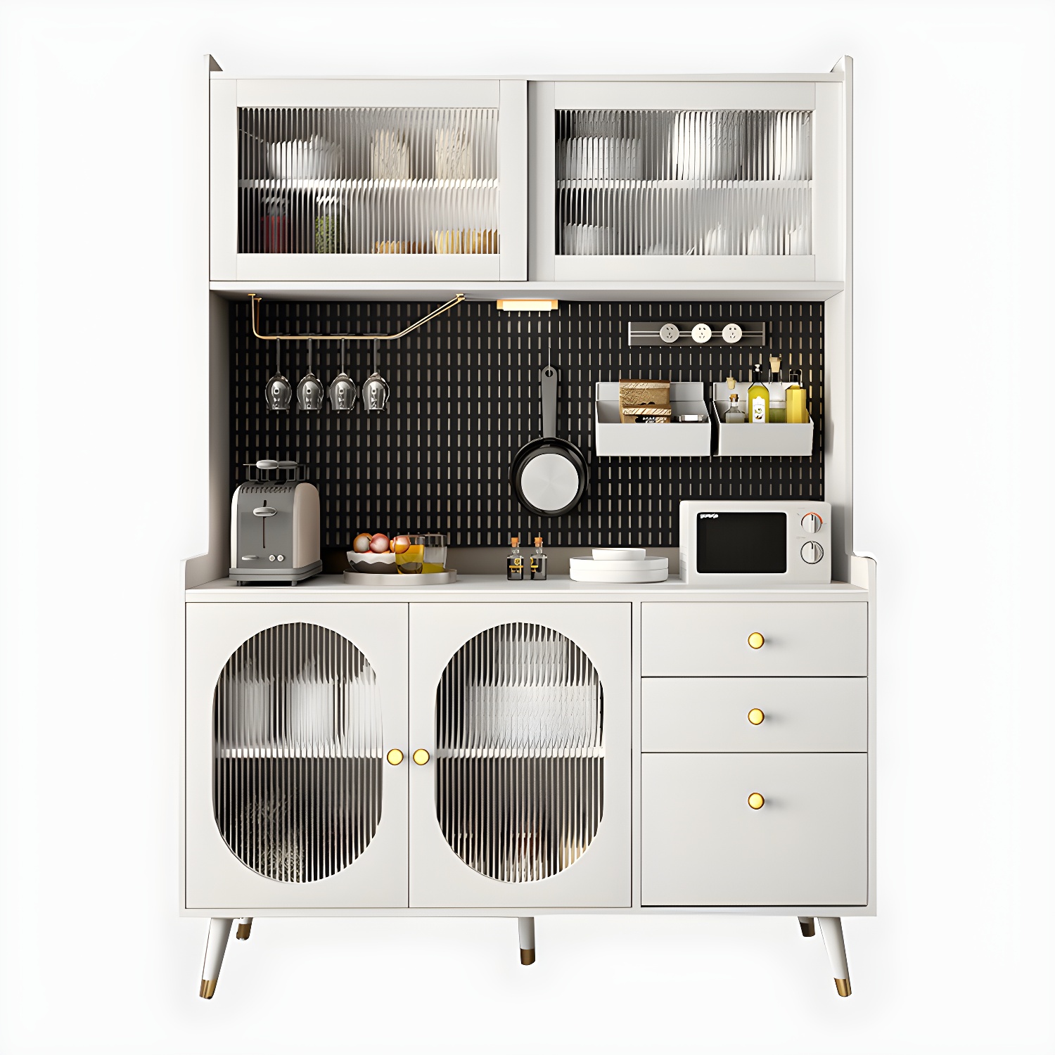 Stone Glam Sideboard Adjustable Shelves Kitchen Dining Room Sideboard - image 9