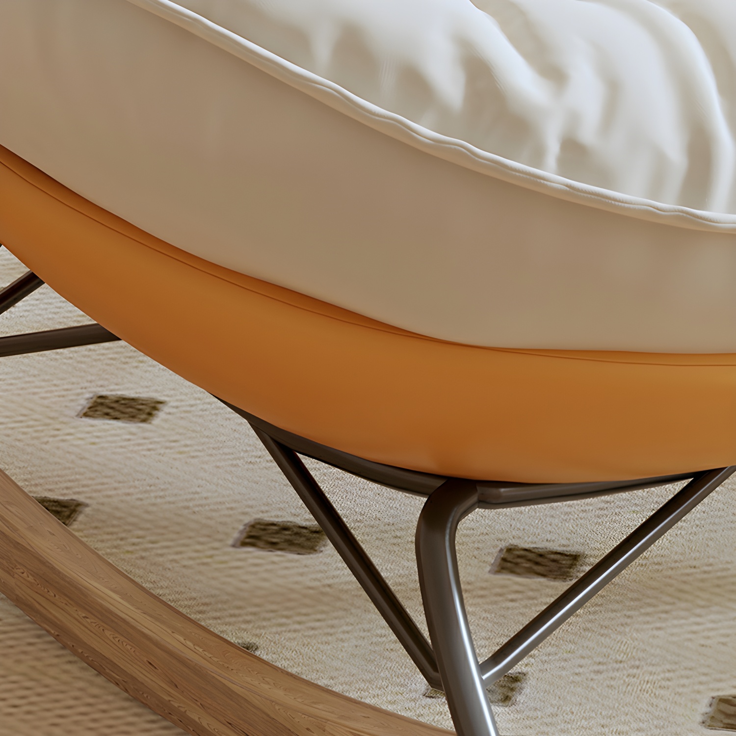 Indoor Contemporary Rocking Chair with Beige Upholstered and Wood Legs - image 18