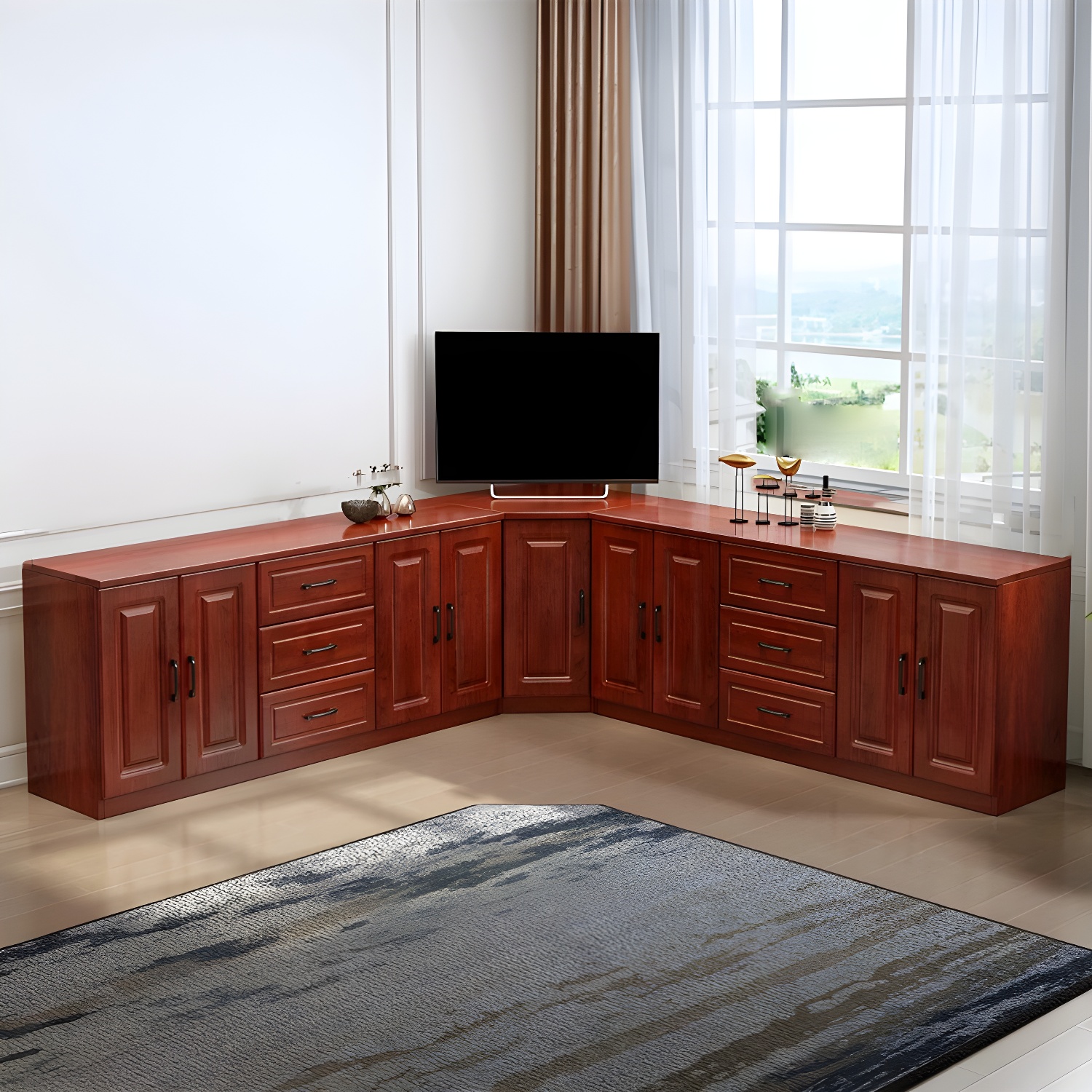 Modern Solid Wood Corner TV Stand Console with 6 - Drawer - 27.56" - image 15