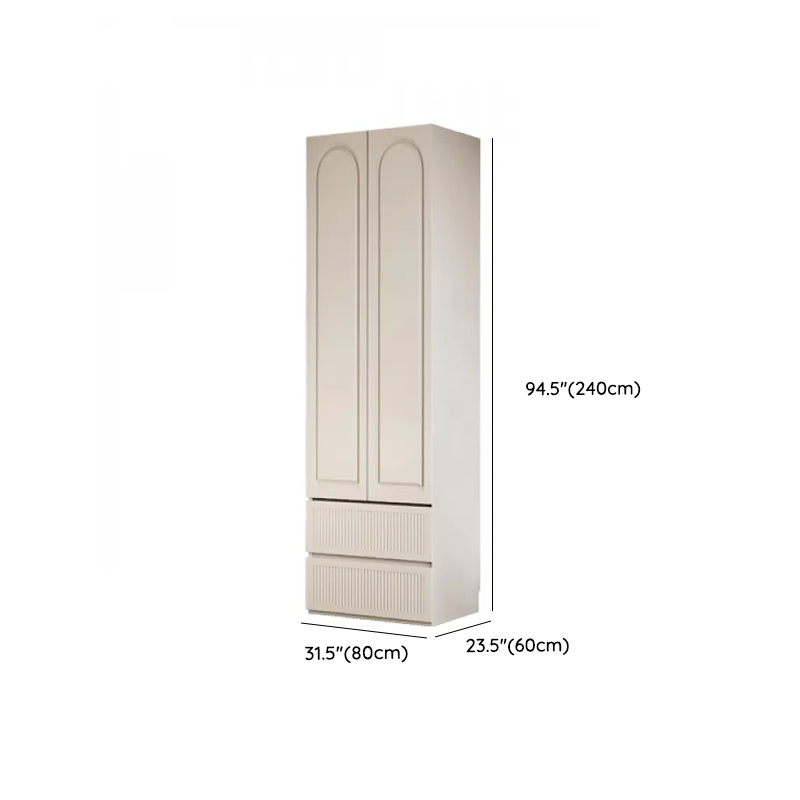 White Minimalist Manufactured Wood Independent Wardrobe Closet with Soft Close Drawer, Soft Close Door, and Interior Shelves - image 21
