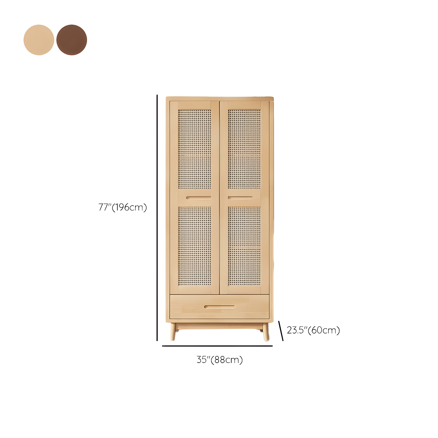 Modern Rubberwood Solid Wood Wardrobe Freestanding Wardrobe with Drawer - image 12