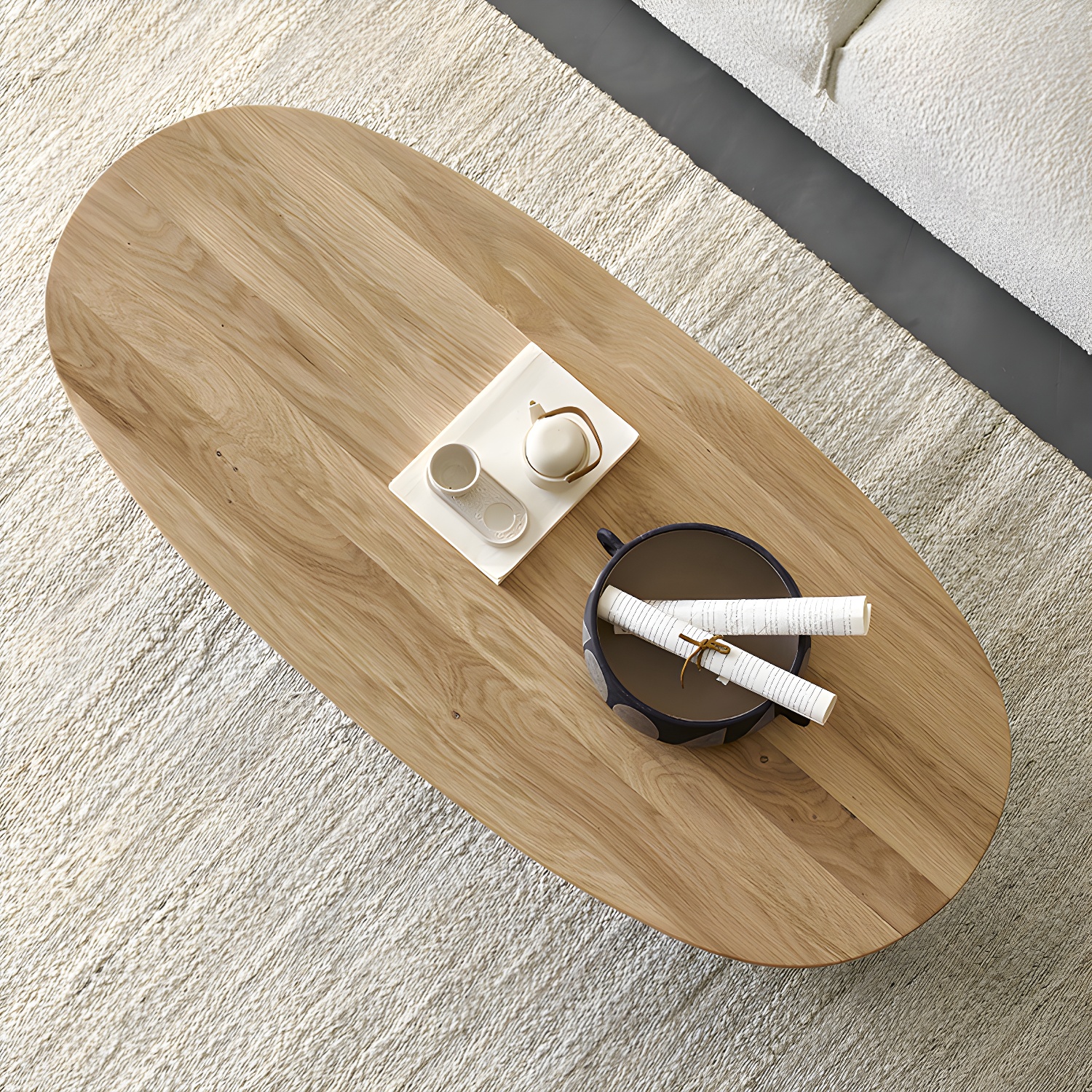 North European Wooden Coffee Table Oval Coffee Table for Living Room - image 3