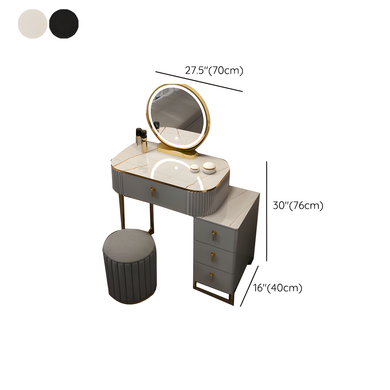 Contemporary Makeup Vanity Desk Table 29.9" H Bedroom Makeup Counter - image 27