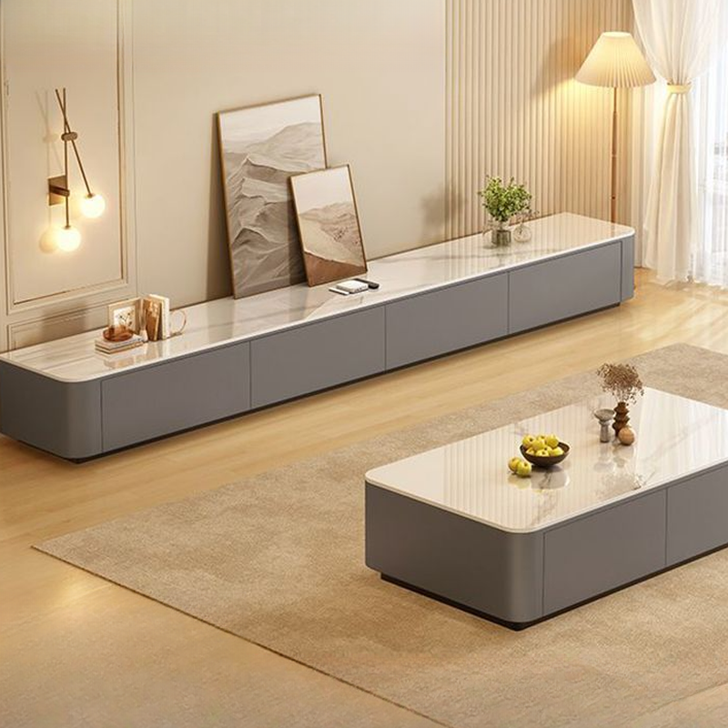 Modern Simple Style Glass TV Stand with 4-Drawer/3 Drawers - image 6