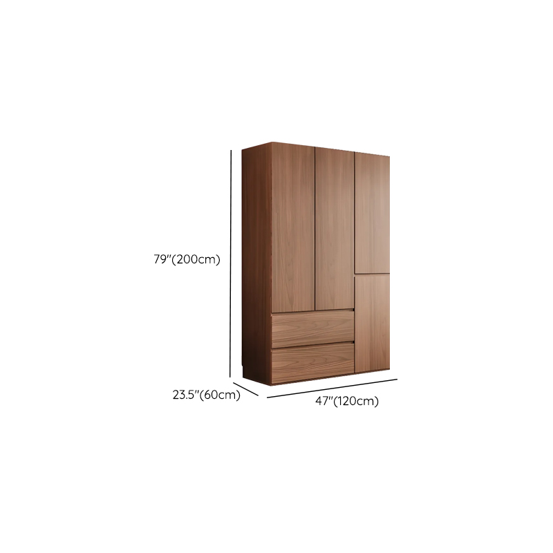 Cocoa Minimalist Natural Wood Wardrobe Closet with Soft Close Drawer, Soft Close Door, Interior Shelves, and Clothing Rod - image 6