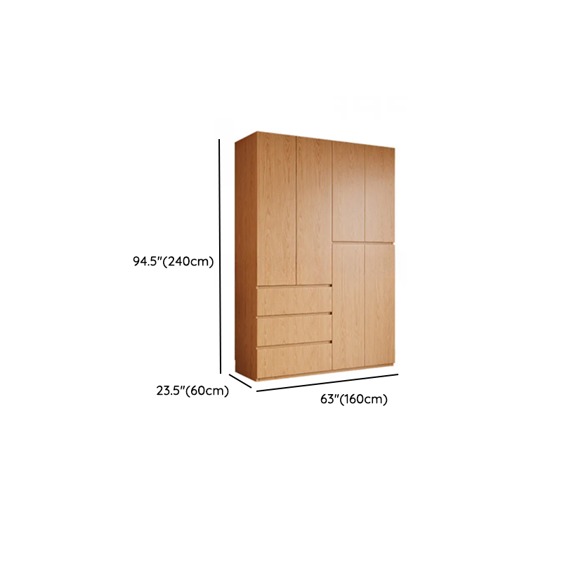 Natural Finish Minimalist Oak Wood Cabinet Armoire with Soft Close Drawer, Soft Close Door, Interior Shelves, and Clothing Rod - image 16