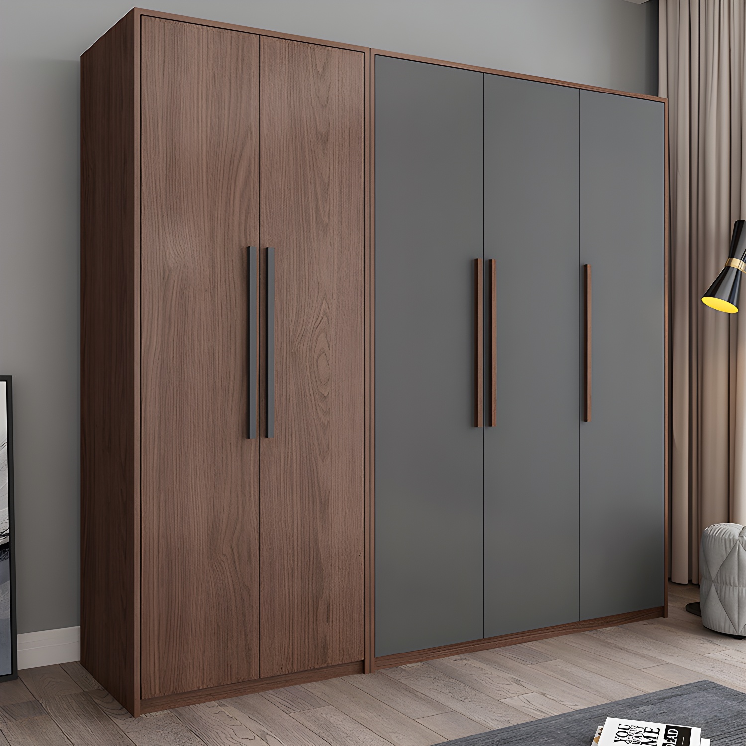 Contemporary Wardrobe with Garment Rod Engineered Wood Wardrobe Closet - image 15