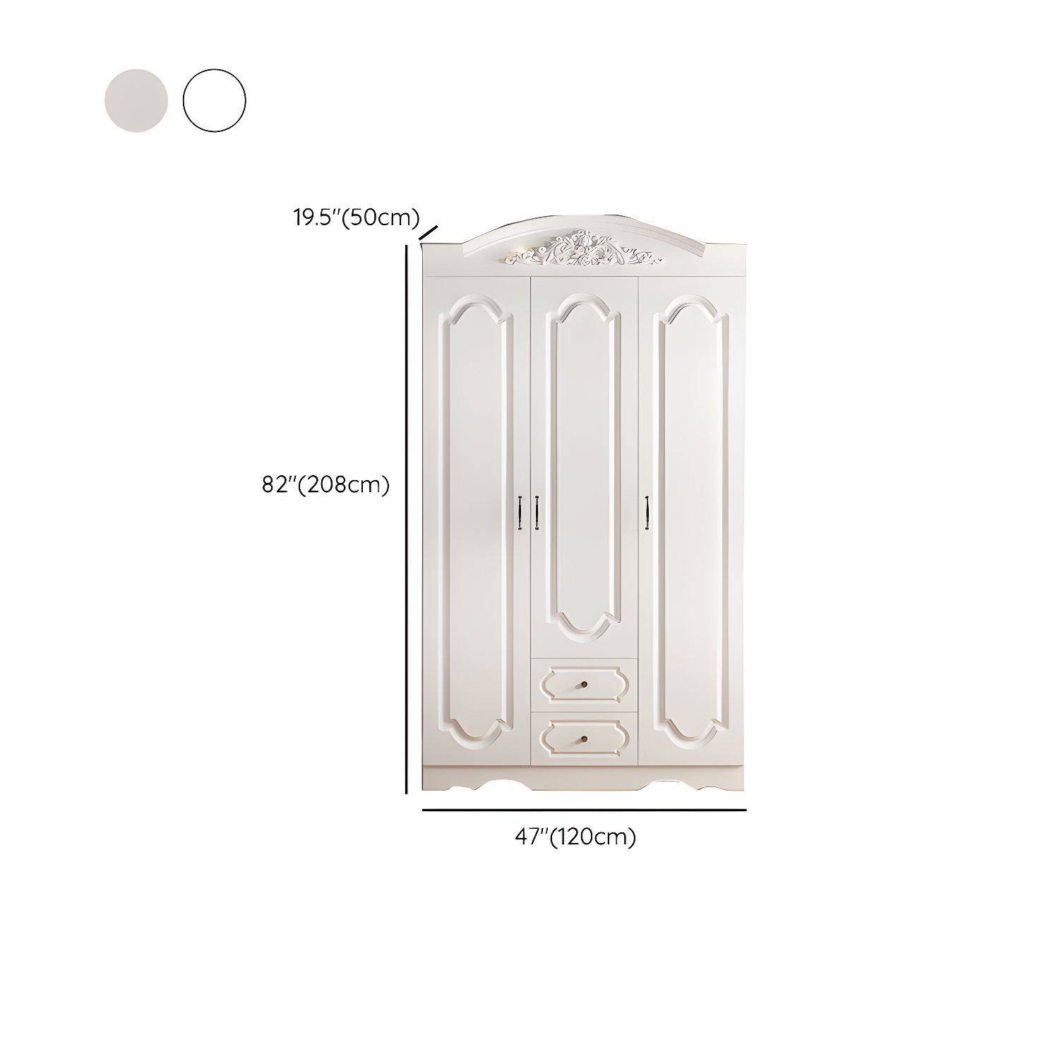 Engineered Wood Armoire Glam White Wardrobe Cabinet with 2 Drawers - image 10