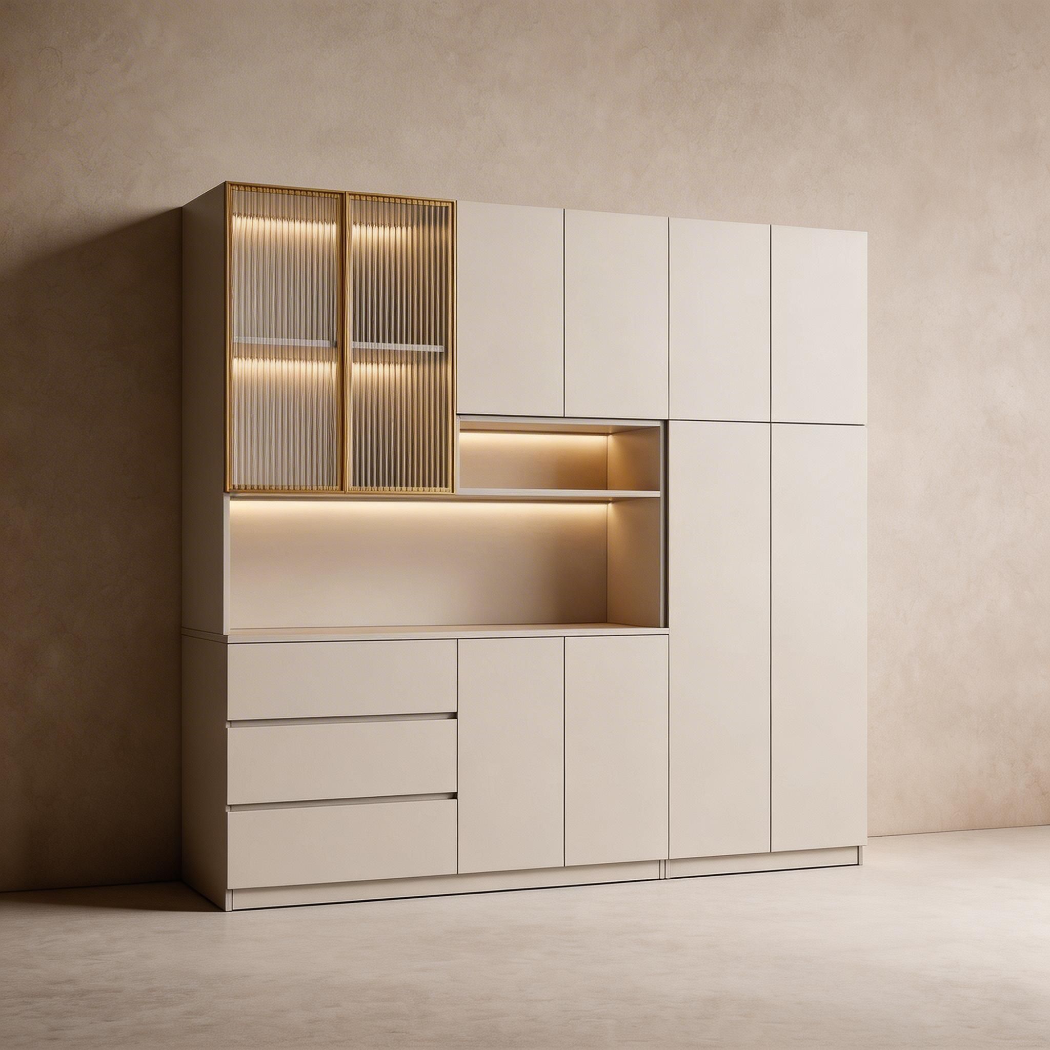 Trendy Sideboard with 3 Drawers, Cupboard, Wide/Standard/Narrow Sizes, 2/1 Shelves, Cabinets, and Glass-panel Door - image 32
