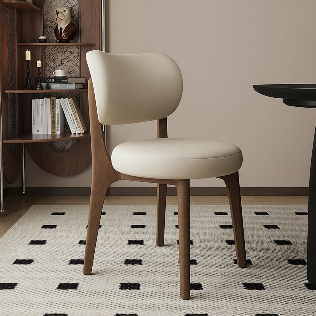 Modish Dining Room Side Chair with Padded Upholstery, Timber Legs, and Low Back - image 3