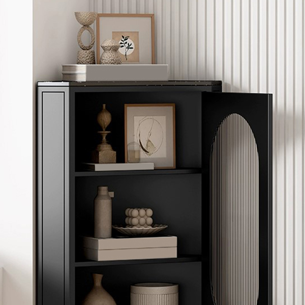 Modern Corner Accent Cabinet with Glass Doors and Iron Base (Easy Assembly) - image 9