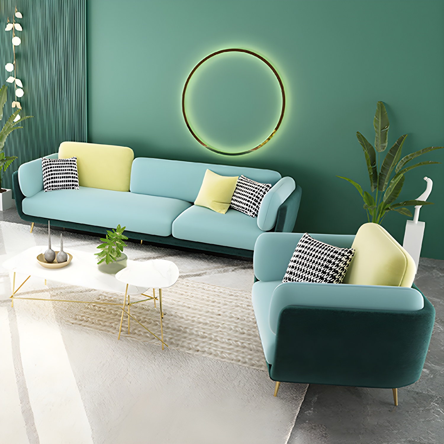 36" High Modern Velvet Square Arm Sofa with 2 Pillows Standard Sofa for Living Room - image 7