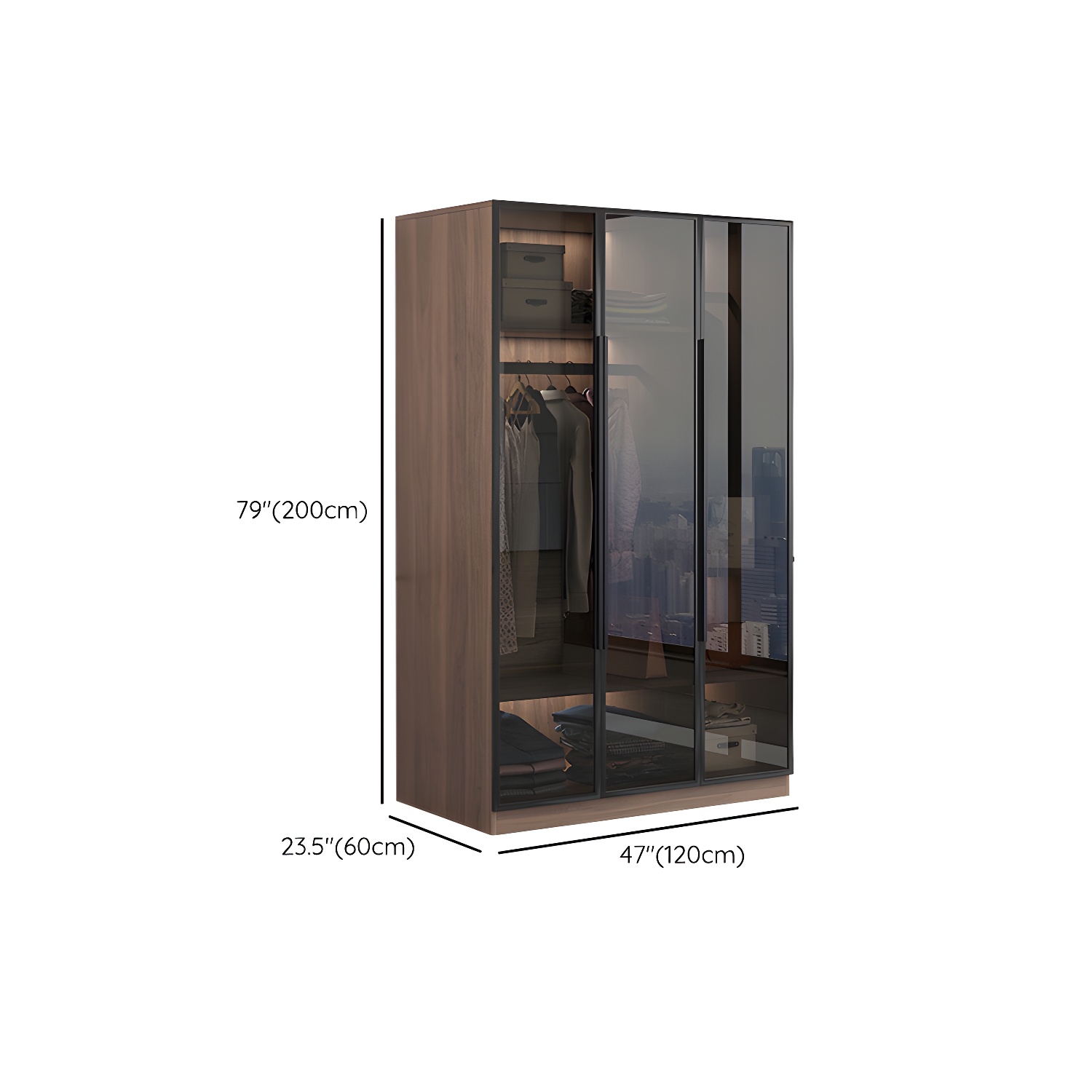 Engineered Wood Armoire Modern Brown Wardrobe Closet with Garment Rod - image 10