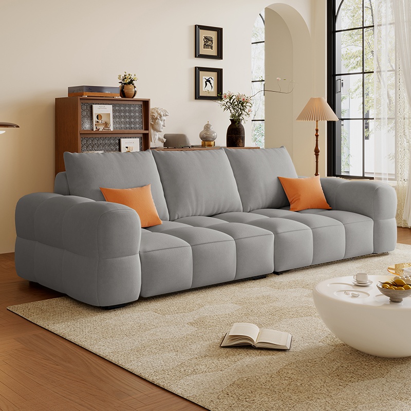 Contemporary Solid Color Tear Resistant Standard Sofa in Light Gray/Ivory/Coffee for 5/4 with 2 Pillows - image 7