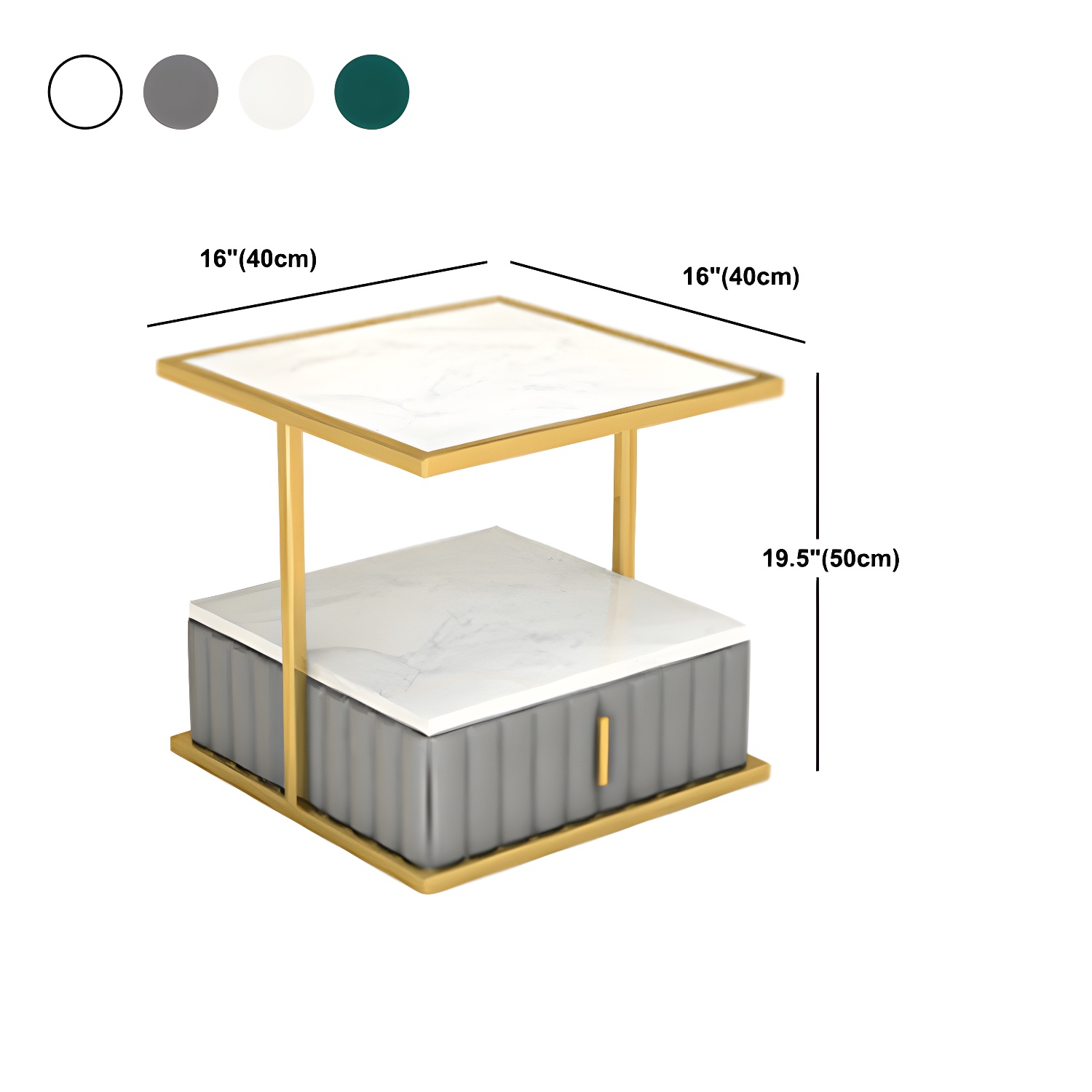 Modern Open Storage Nightstand Stone Top 20 Inch Tall 1-Drawer Night Table - image 15