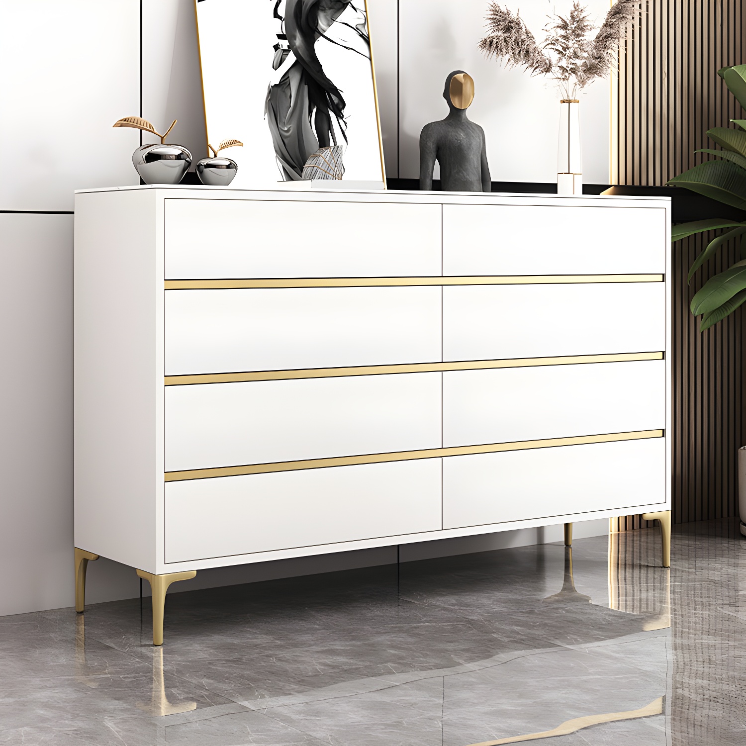 Glam Vertical Stone Storage Chest Bedroom Chest with 8 Drawers - image 16