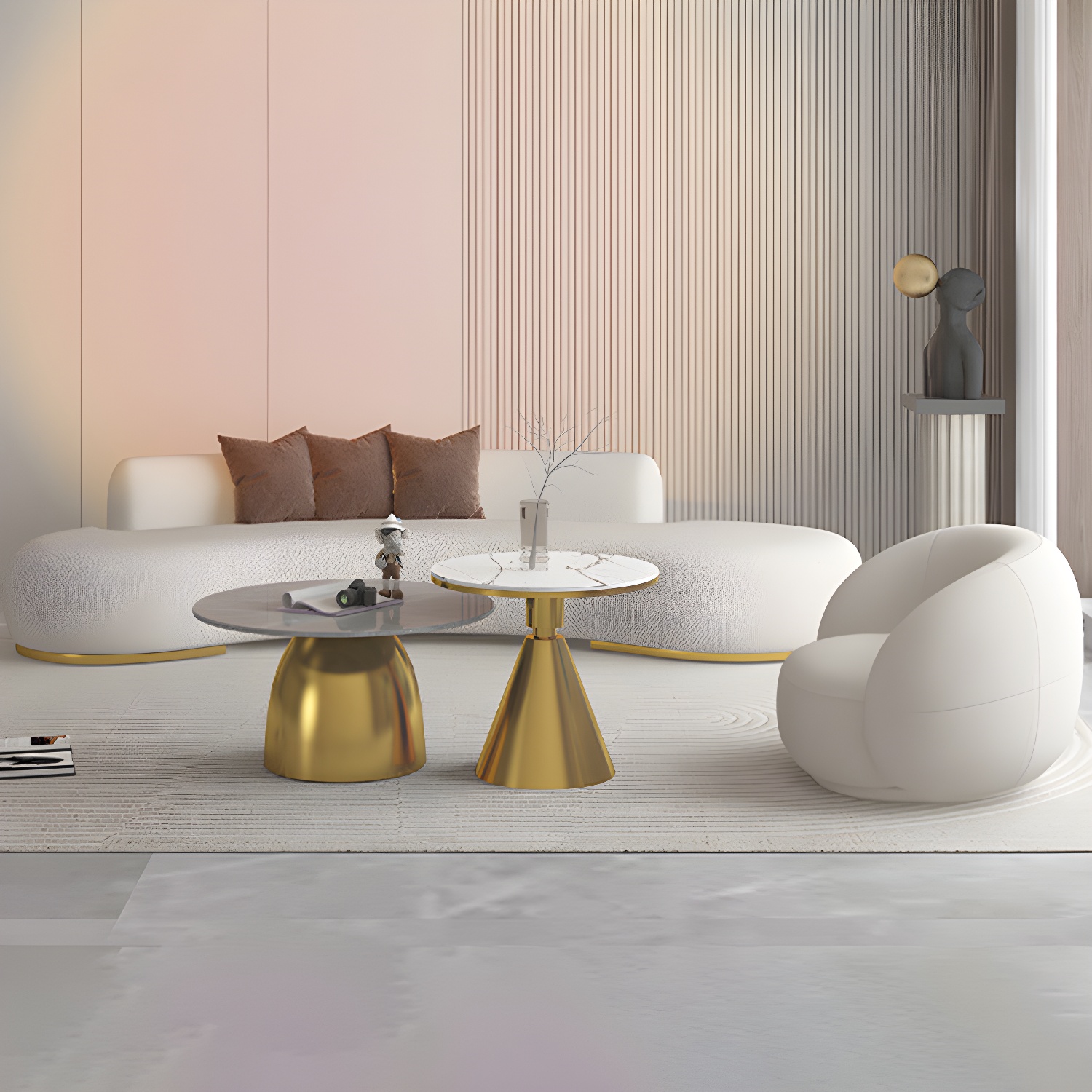 Contemporary Curved Sofa with Tight Back Standard Armless Sofa for Living Room - image 15