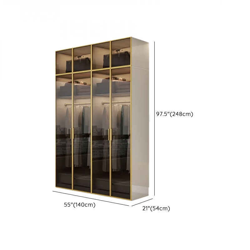 White Trendy Reclaimed Wood Almirah with Soft Close Drawer, Interior Shelves, and Hanging Rod - image 24