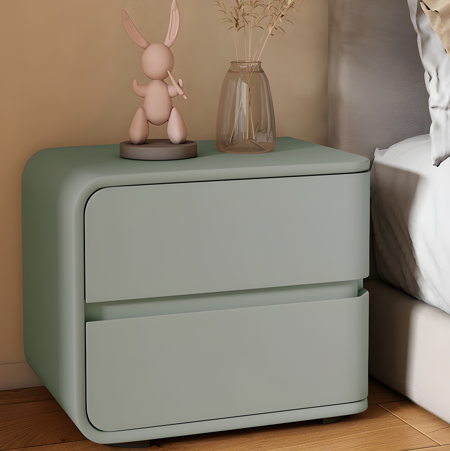 Scandinavian Pine Accent Table Nightstand Drawers Included with Legs - image 3