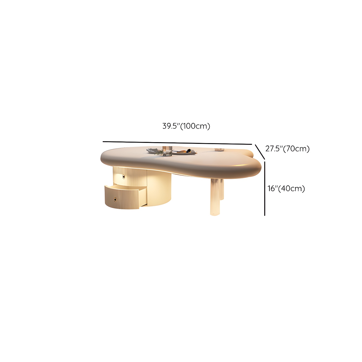 Nordic Irregular Coffee Table in White of 15.7" H with Acrylic Legs - image 17