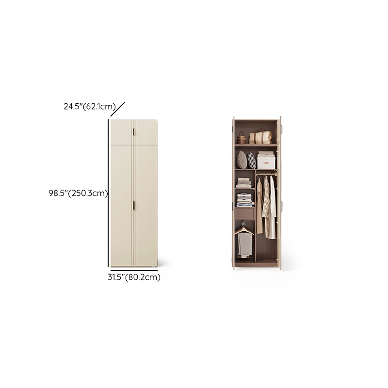 Beige Modish Wooden Armoire Cabinet with Soft Close Drawer, Soft Close Door, Interior Shelves, and Clothing Rod - image 14