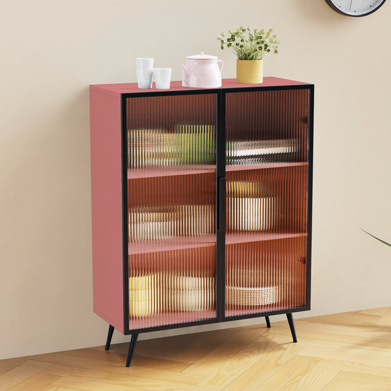 Contemporary Metal Floor-mounted Sideboard with Vertical Glass Doors - image 6