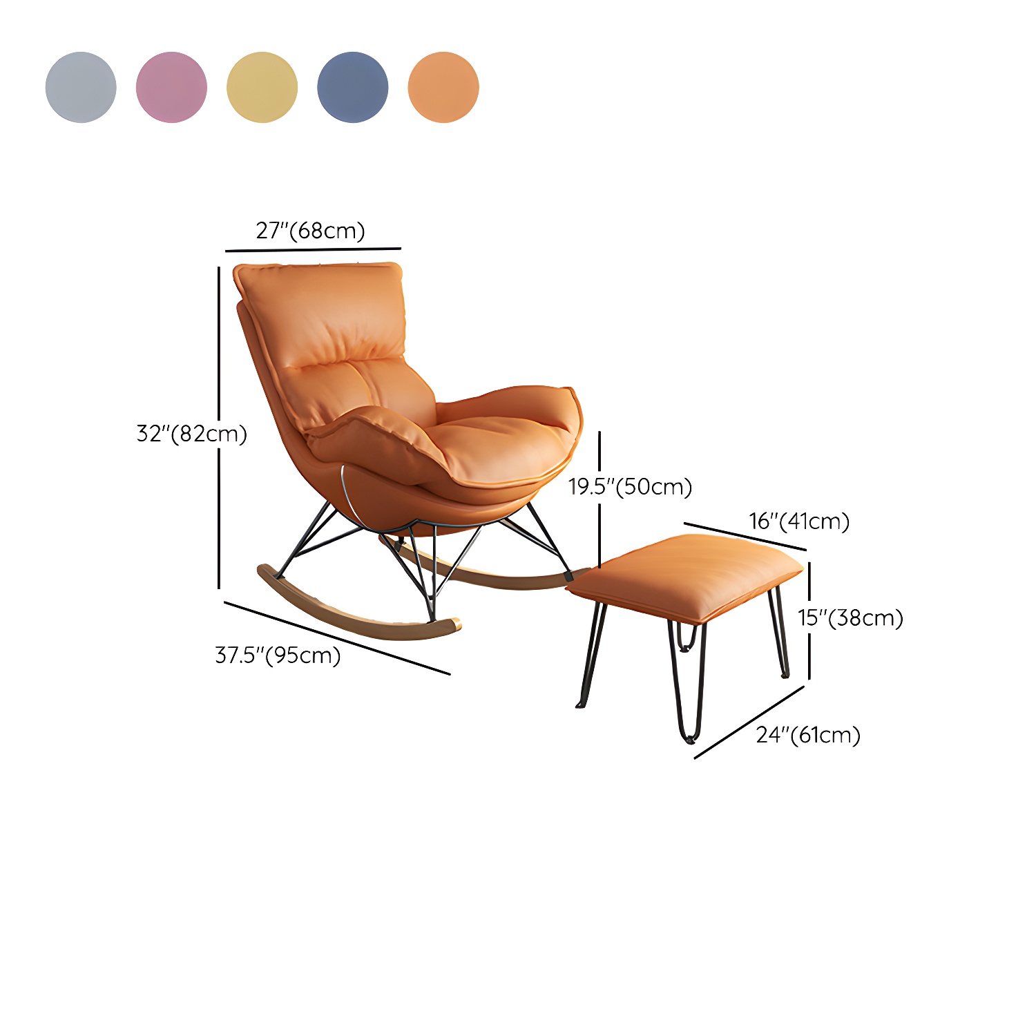 Modern Upholstered Rocking Chair and Ottoman Set - Natural Wood Legs, Stylish Design for Home Decor - image 18