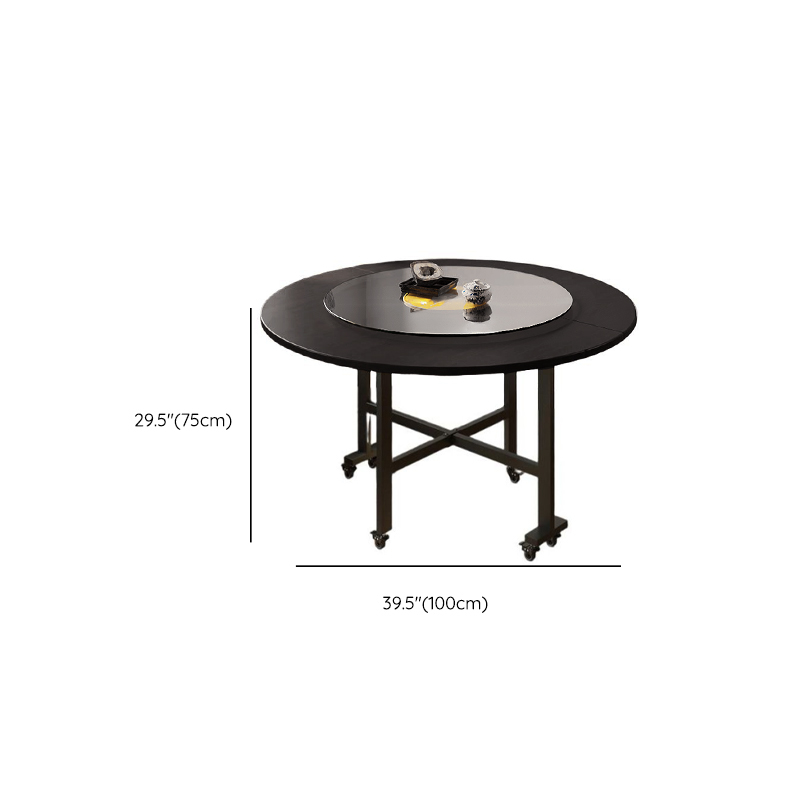 Contemporary Circular-shaped Dining Table with Timber Top in Brown, Extendable Feature - image 11