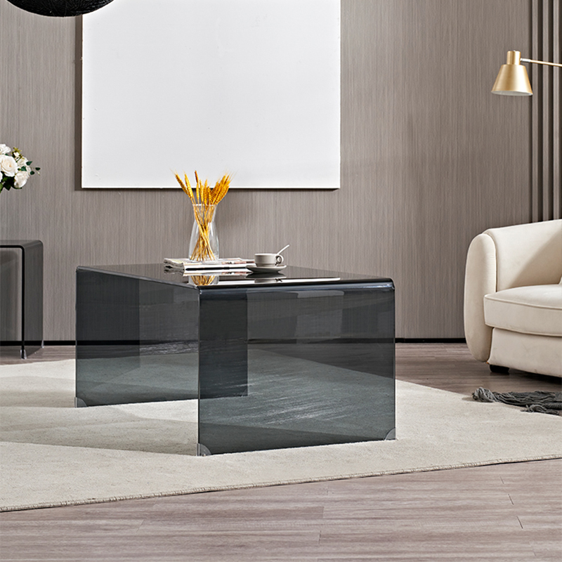 Modern Glass Coffee Table with Transparent Rectangular Top & Sleek Sled Base - image 6