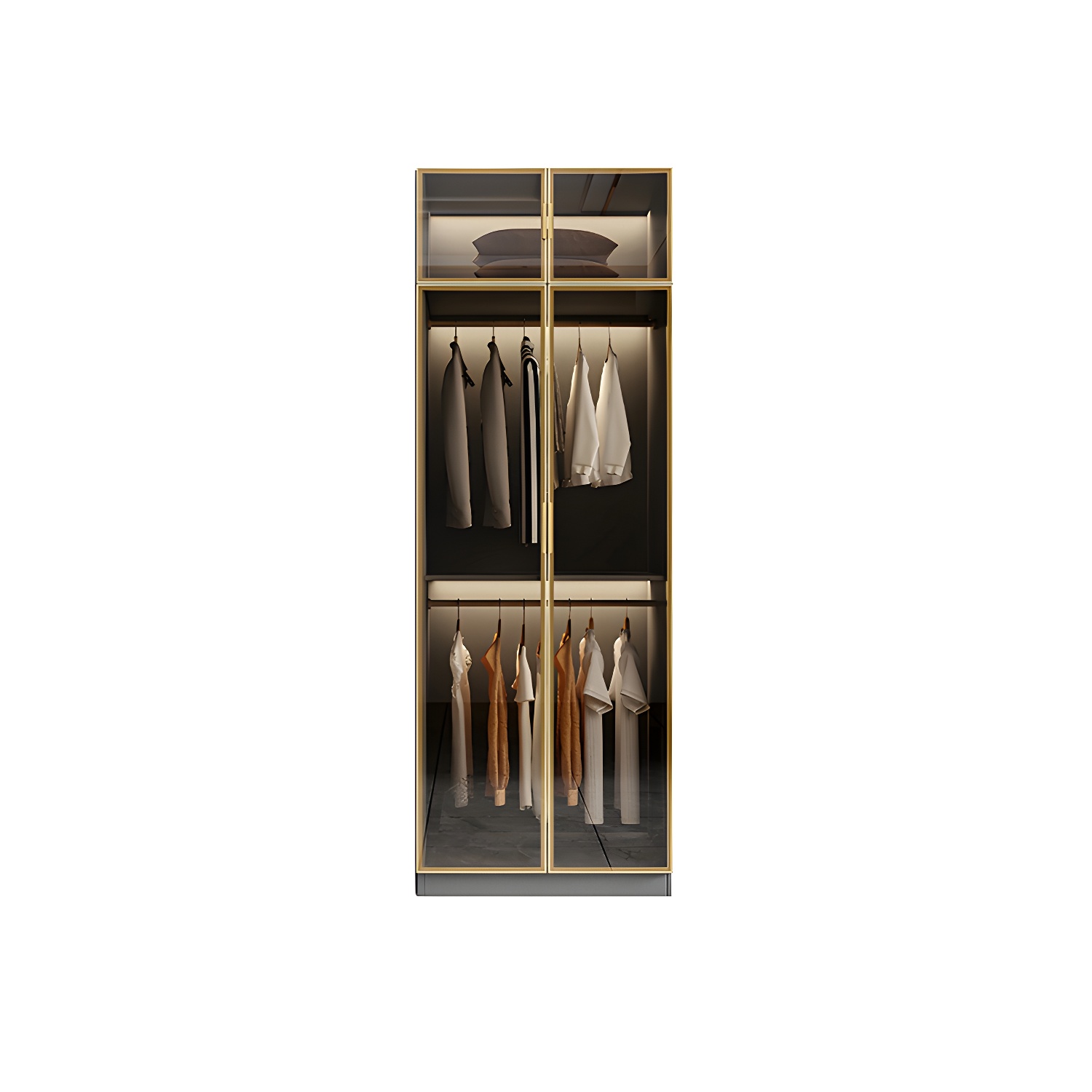 Glass and Wood Wardrobe Armoire Contemporary Wardrobe Closet - image 5