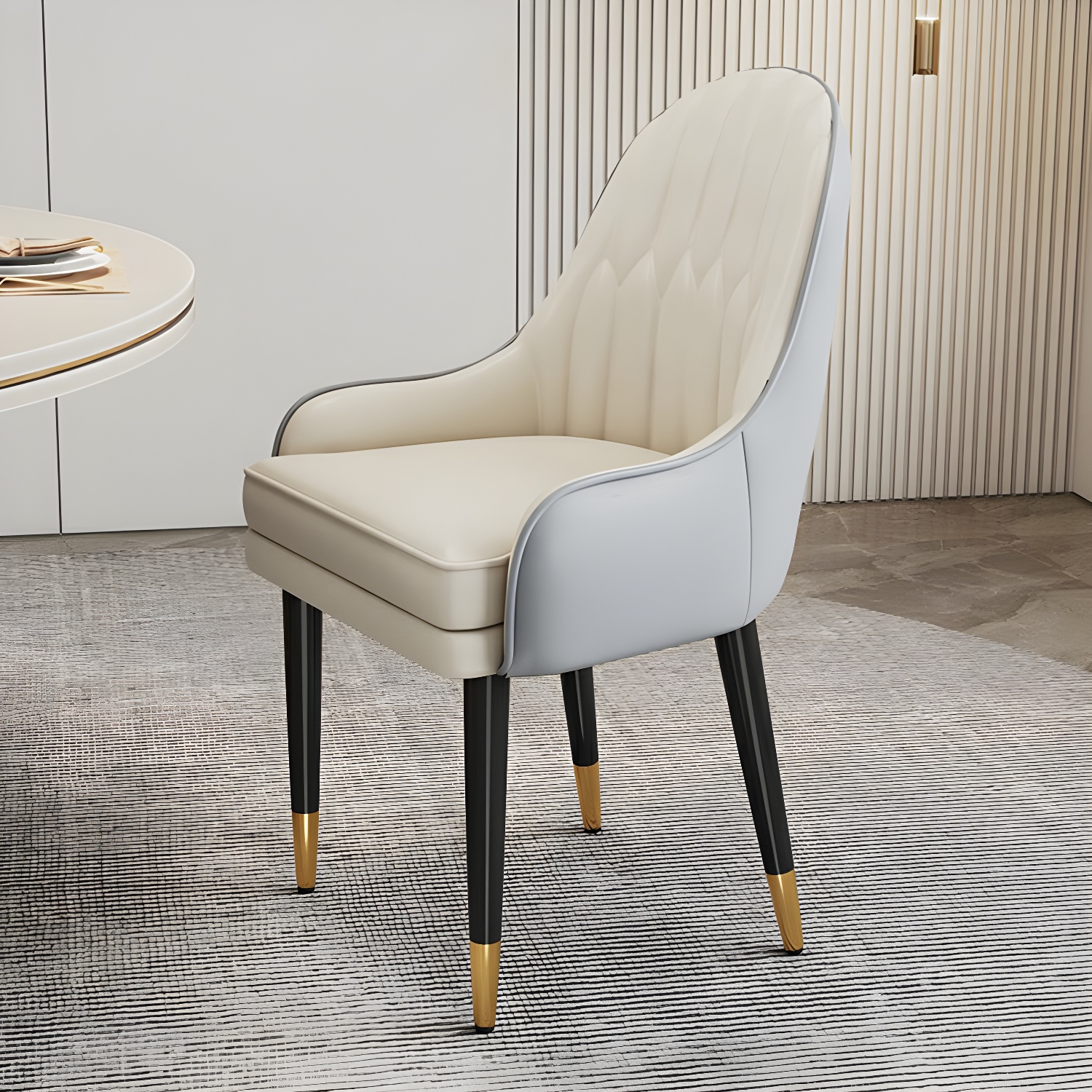 Glam Arm Chair with Upholstered Faux Leather, Solid Back, and Metal Legs - image 16