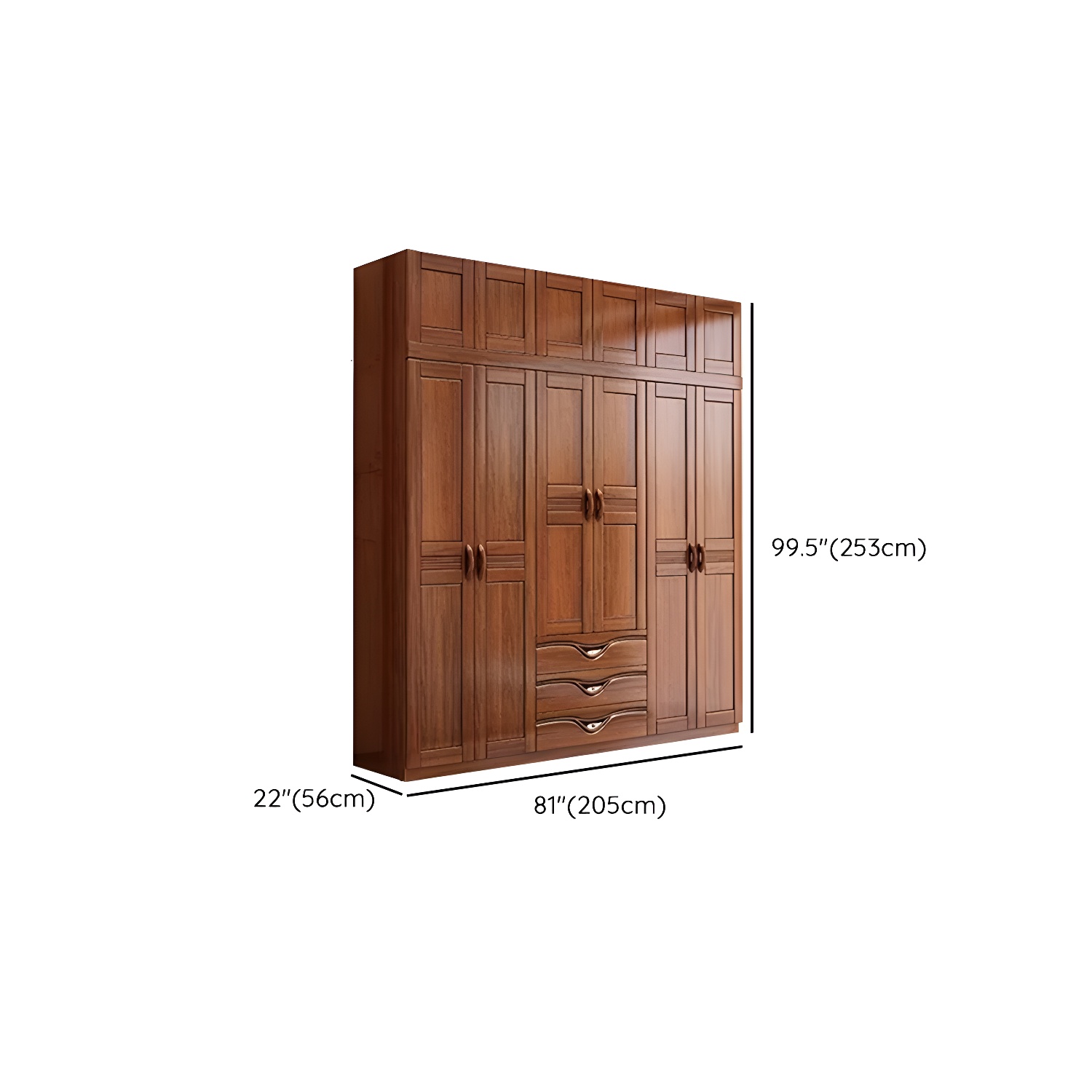 Wood Brown Rustic Wardrobe Armoire with Drawers & Shelves, Walnut Finish - image 29
