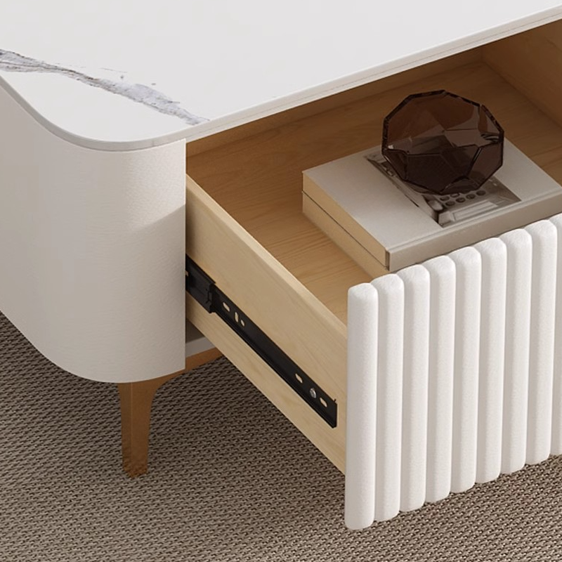 Trendy Vitreous Countertop TV Stand with Closet and 2 Drawers for Sitting Room - image 11