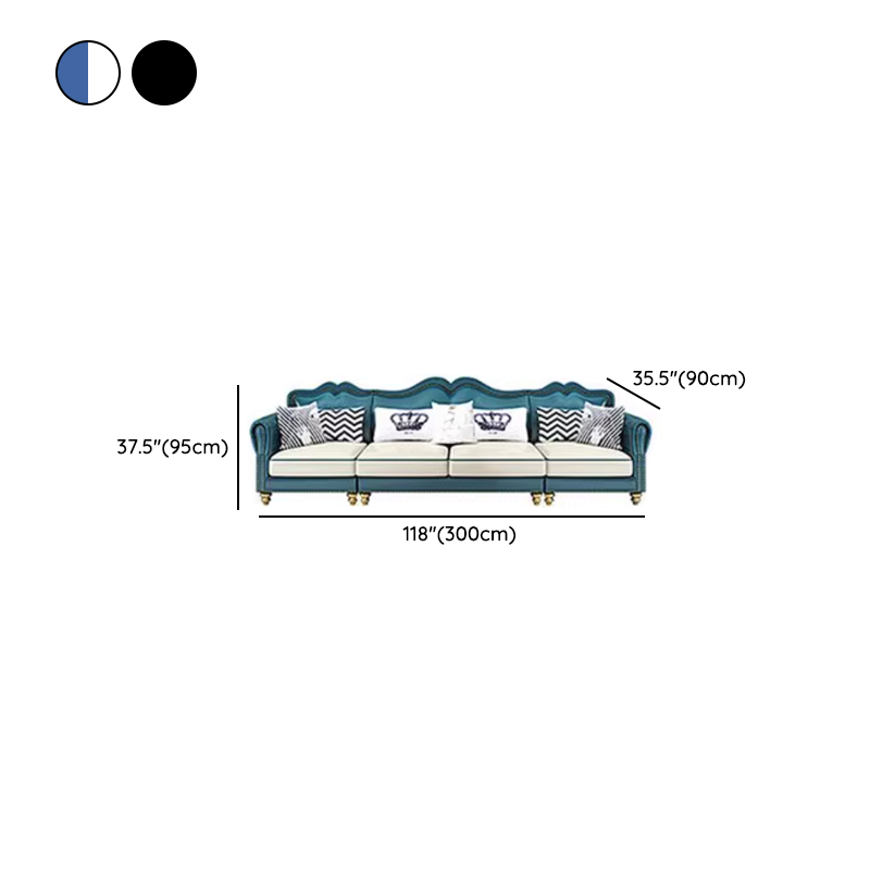 Glam Eco-Leather Flared Arm Sectional Sofa in Large Size with Nailhead Trim - image 17