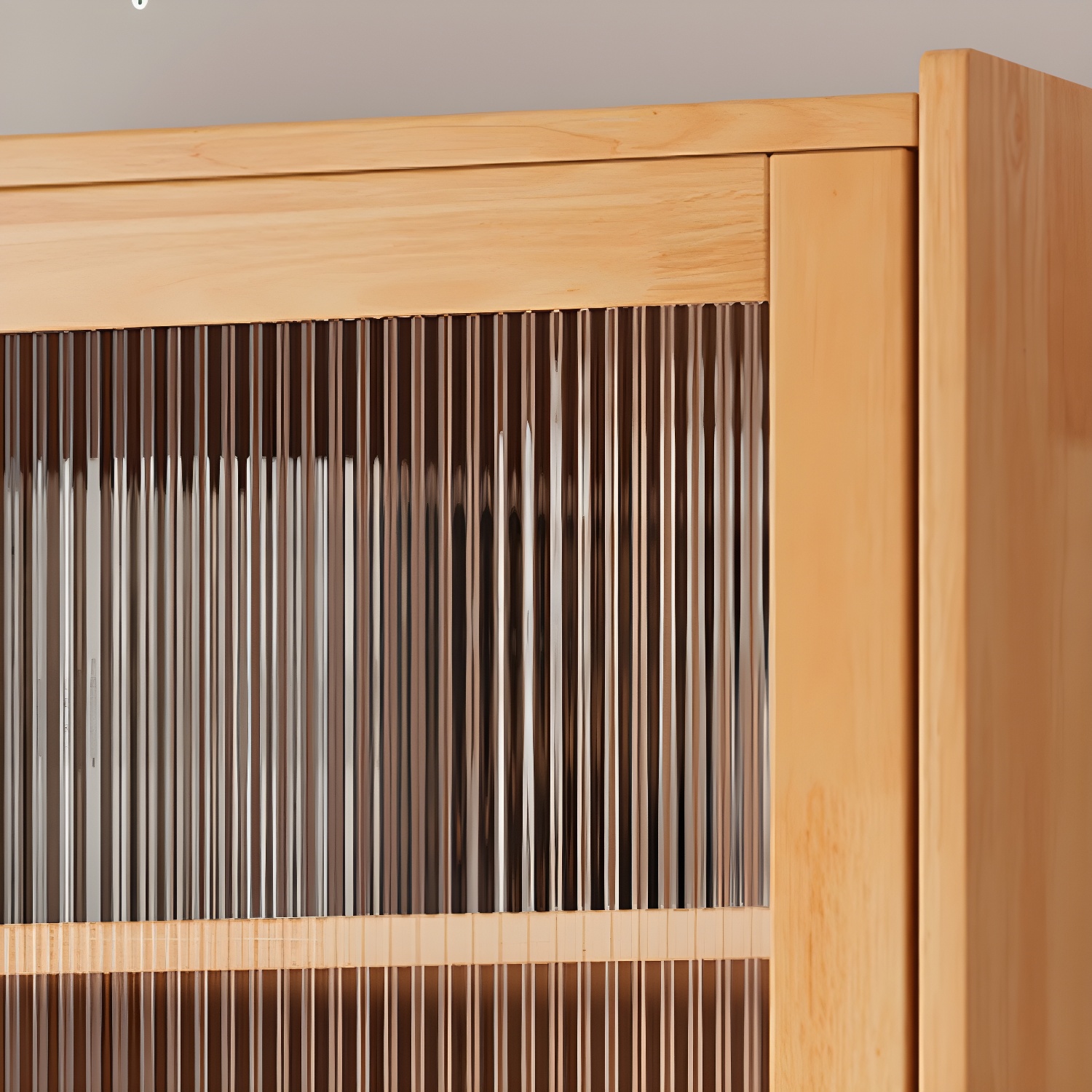 Scandinavian Glass Door Wood Cabinet with Drawers and Adjustable Shelves - Elegant Storage Furniture - image 9