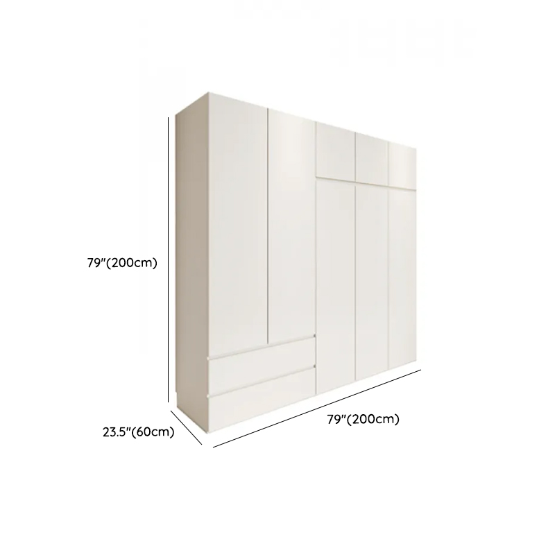 White Minimalist Manufactured Wood Independent Wardrobe Closet with Soft Close Drawer, Soft Close Door, and Interior Shelves - image 14