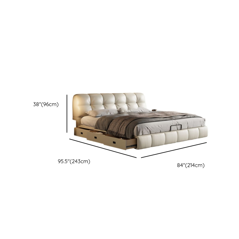 Beige Solid Color Storage Bed with 3 Storage Boxes, Pine Wood Frame, and Button-tufted Design for Living Room - image 17