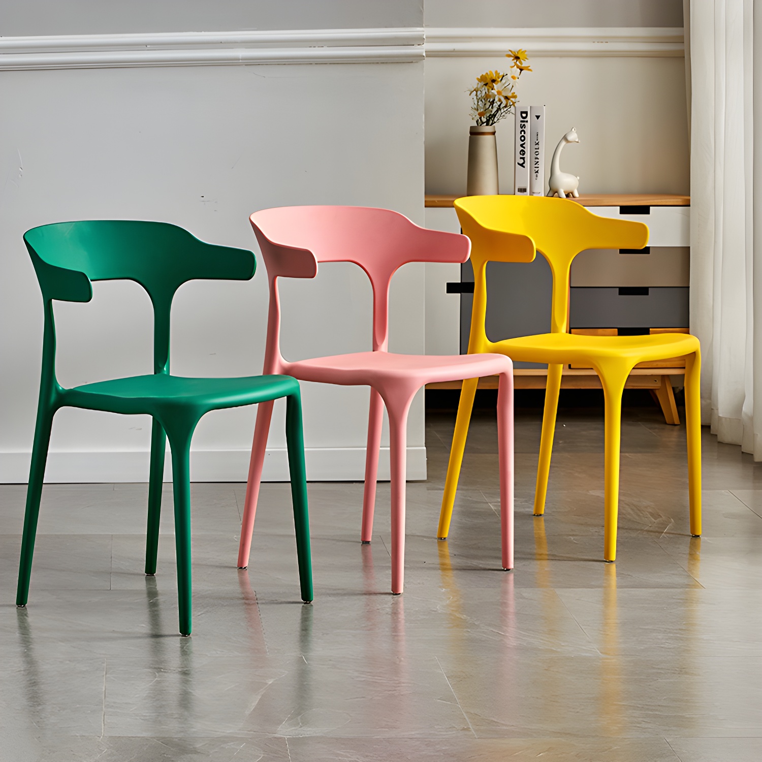 Home Modern Side Chair Stackable Open Back Plastic Dining Room Chair Set - image 23