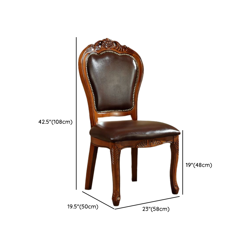 Steady Bordered Leather Upholstered Side Chair/Arm Chair with Wooden Legs and Nailhead Embellishment for Dinette in a Nordic Style - image 15