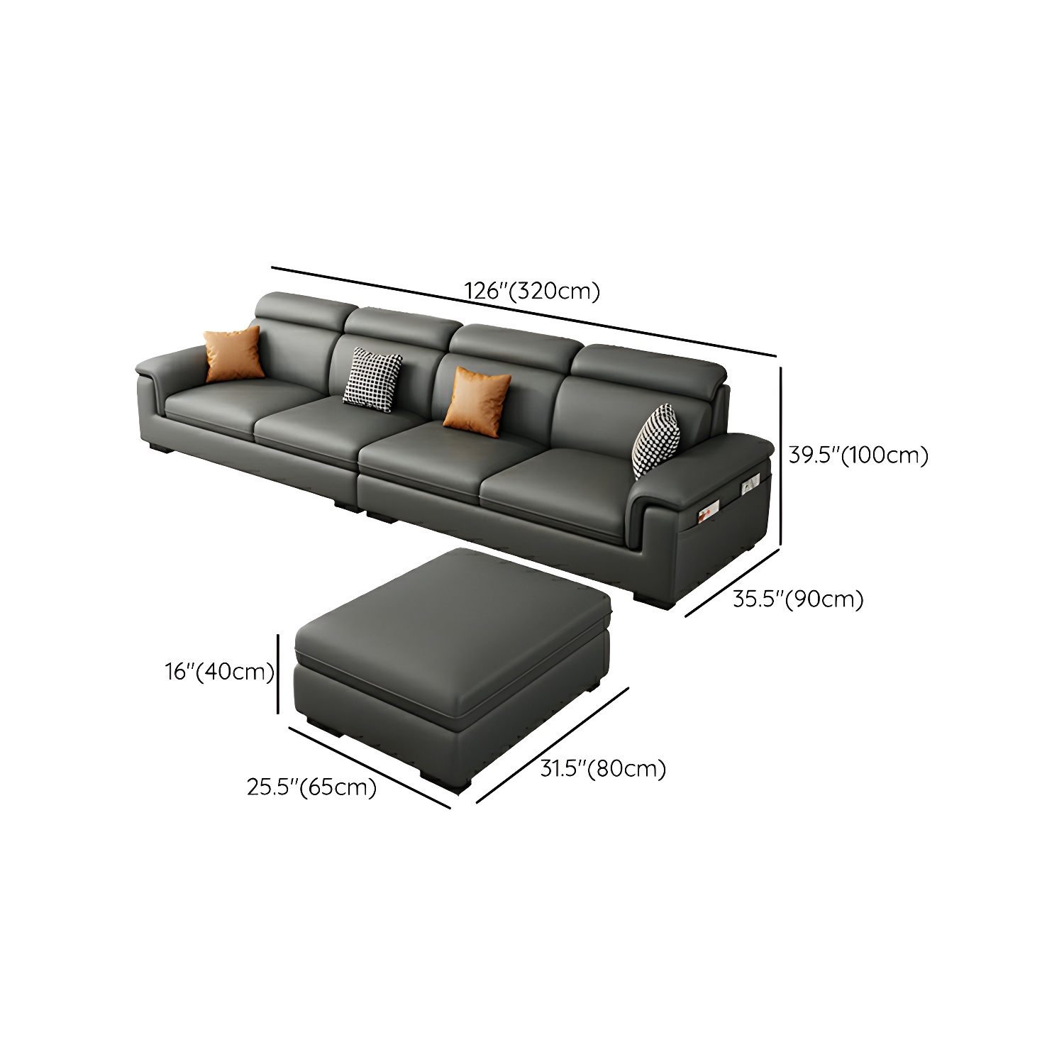 Modern Gray Stationary Sectional Sofa with Pillow Top Arm and Storage - image 15