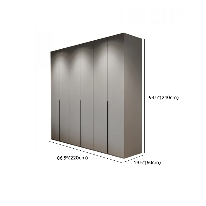 Dove Grey Minimalist Manufactured Wood Wardrobe Closet with Compartments, Soft Close Door, Interior Shelves, and Clothing Rod - image 23