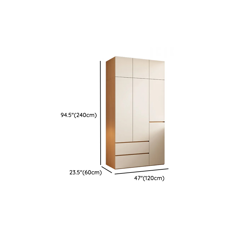 Chalk Modish Laminate Wardrobe Closet with Soft Close Drawer, Soft Close Door, Interior Shelves, and Clothing Rod - image 12