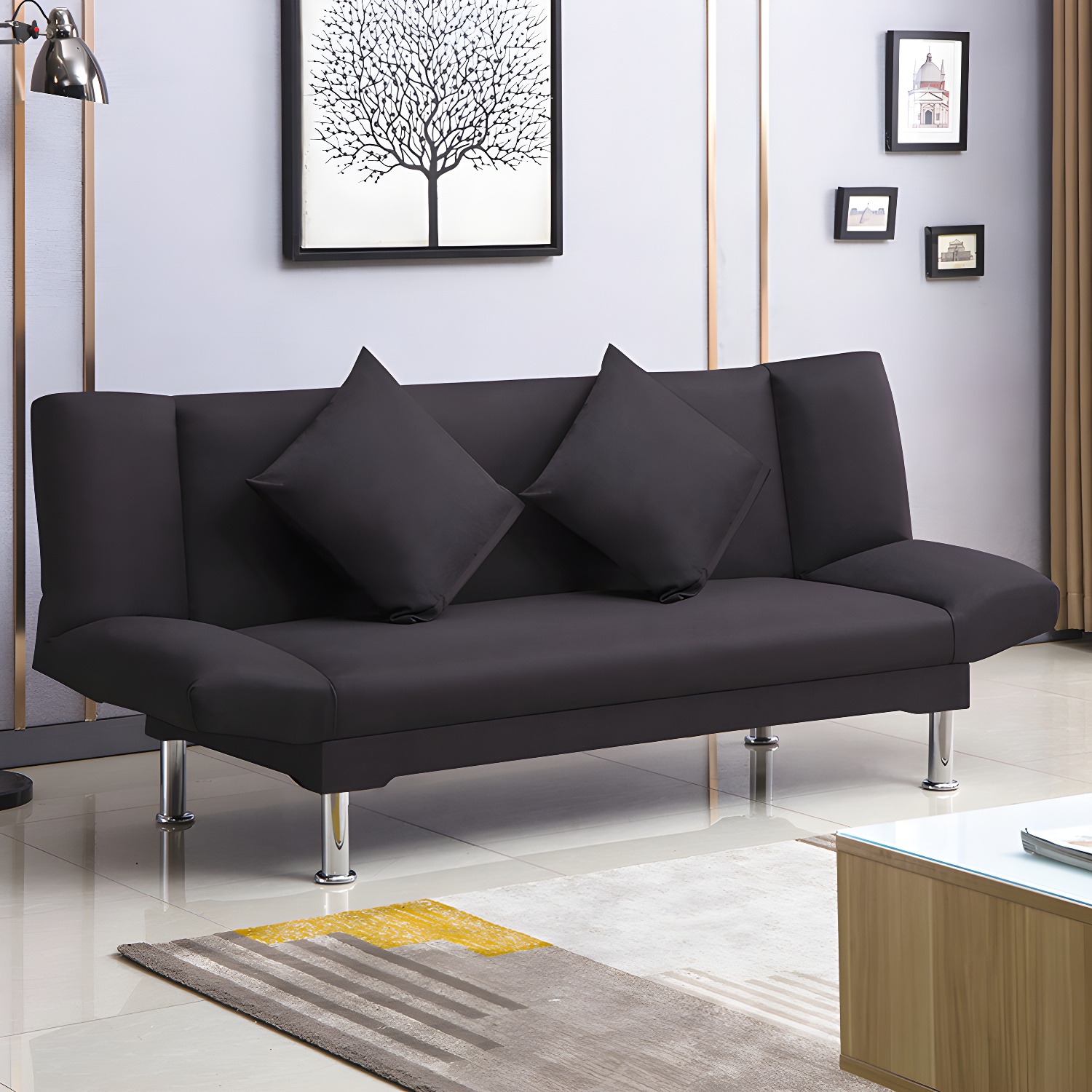 Silver Transitional Modern Tight Back Sofa Bed 29.53"High Armless Sofa Bed - image 44