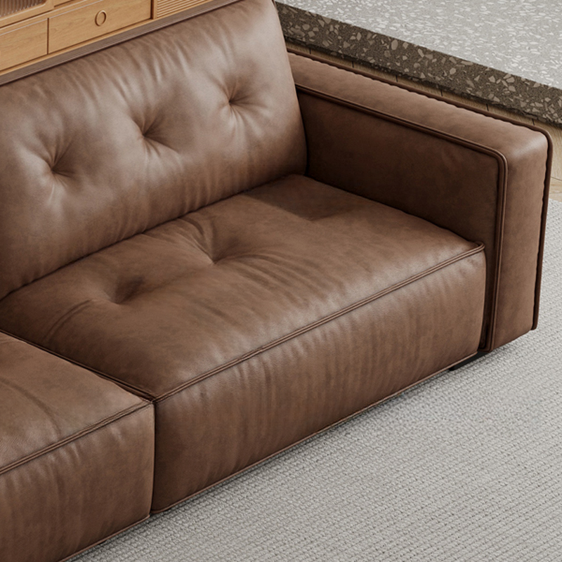 Mocha Pu Leather Convertible Sofa with Armrest for Drawing Room - image 7